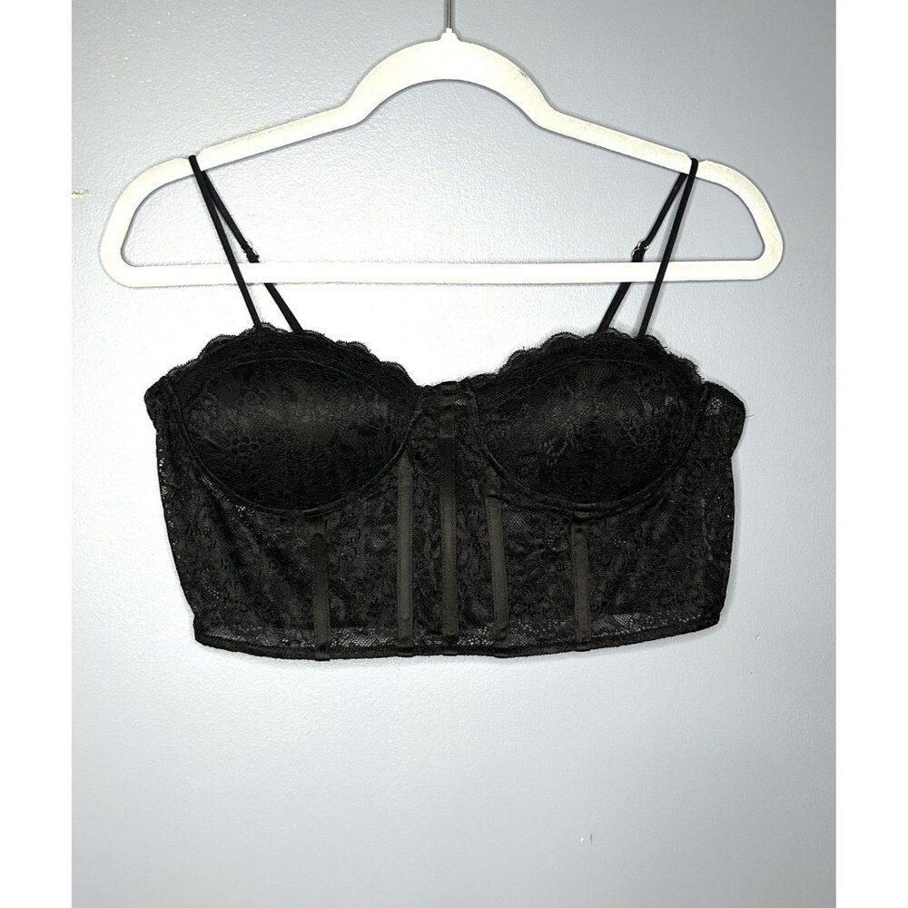 Forever 21 Bustier Corset Top XL Black Lace Underwire Bralette Whimsigoth Summer - Picture 2 of 12